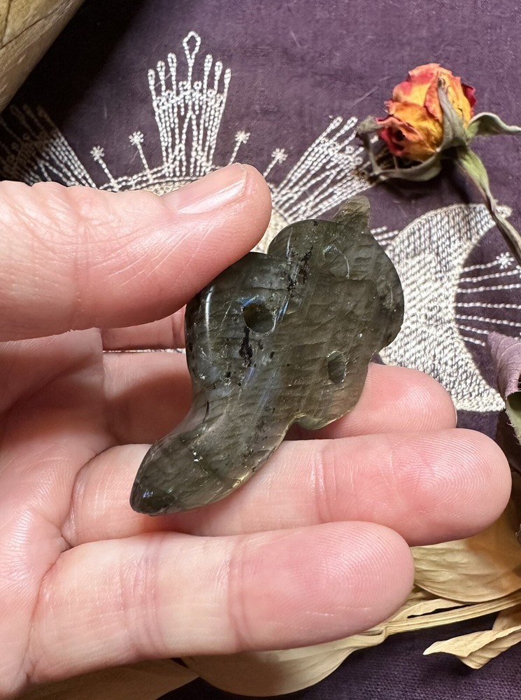 Labradorite Snake Carving, Natural Crystal
