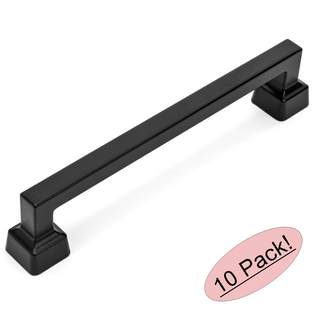 *10 Pack Cosmas Cabinet Hardware Flat/Matte Black Contemporary Pulls #1481-128FB