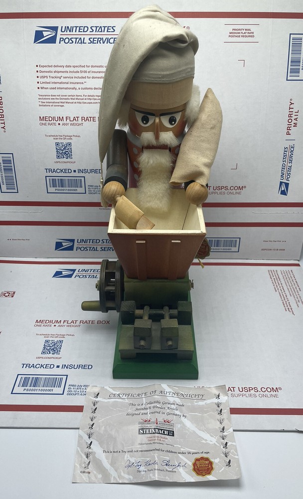 Vintage STEINBACH VOLKSKUNST Grain Grinder Nutcracker West Germany Tags 15”
