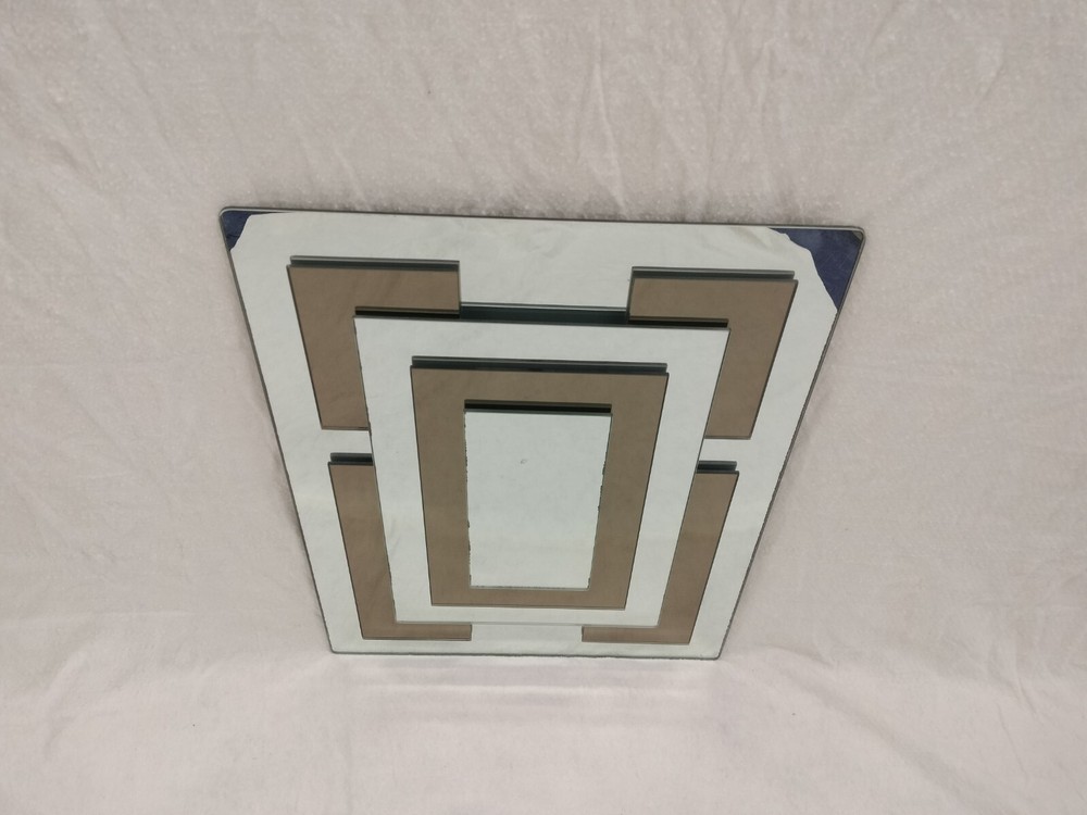 mid century modernist Geometric Rectangular Mirror Alternating Smoked Glass 28"H