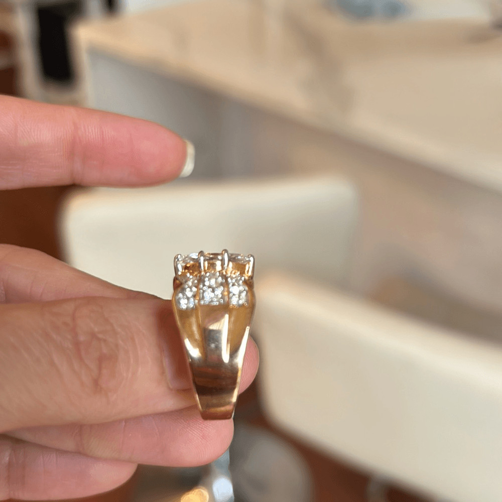 RSC multi diamond costume ring with gold size 9.5