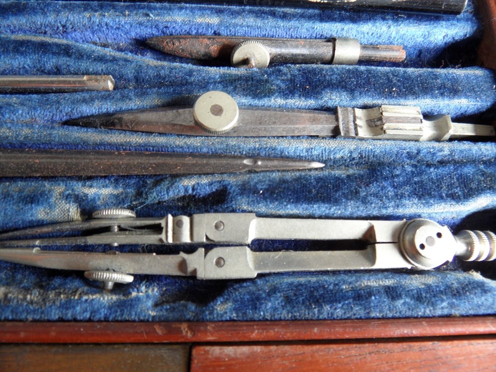 Vintage Technical Drawing Set in Wooden Box ...