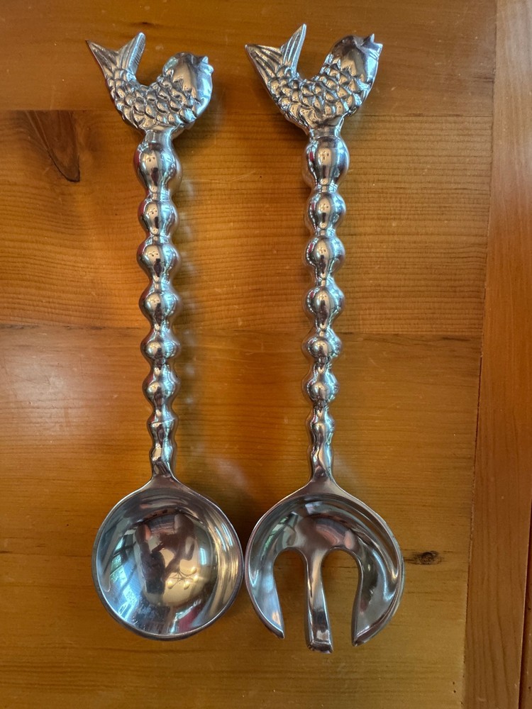 FISH Handle Vintage Serving Set Salad Servers, 13"