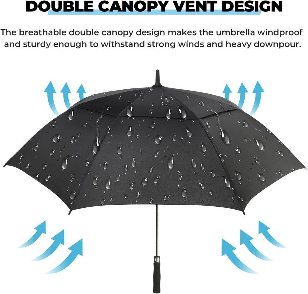 Automatic Open Golf Umbrella 54/62/68/72 inch Extra Large Oversize Double Canopy