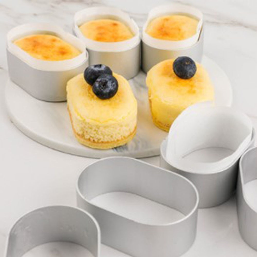 Multi Functional 10PCS Aluminium Oval Egg Shape Cheese Cake Rings Baking Molds