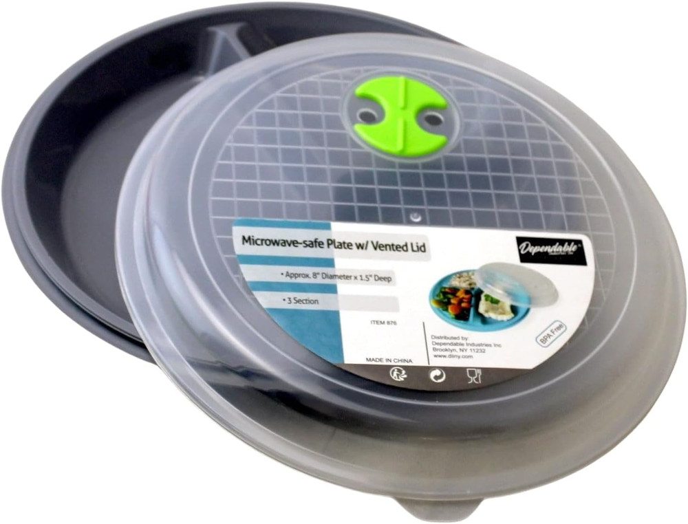 4-Pack Divided Microwave Plates with Vented Lids – Bpa-Free, Stackable Meal Prep