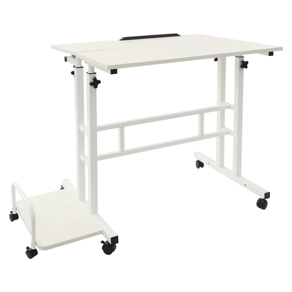 White Computer Desk, Multi Functional Foldable Desk, Adjustable Computer Table
