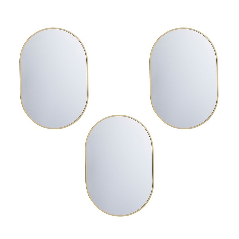 3PC Gold Capsule Shape Mirror Set W/ Removable Chain Versatile Display 8" x 12"
