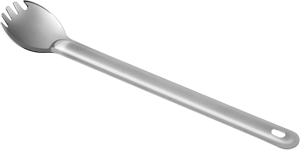 Titanium Long Handle Spork with Polished Bowl