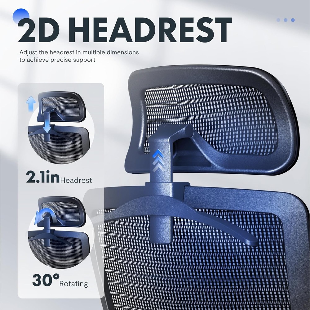 Ergonomic Office Chair,with Adjustable Lumbar Support/2D Headrest，Gray