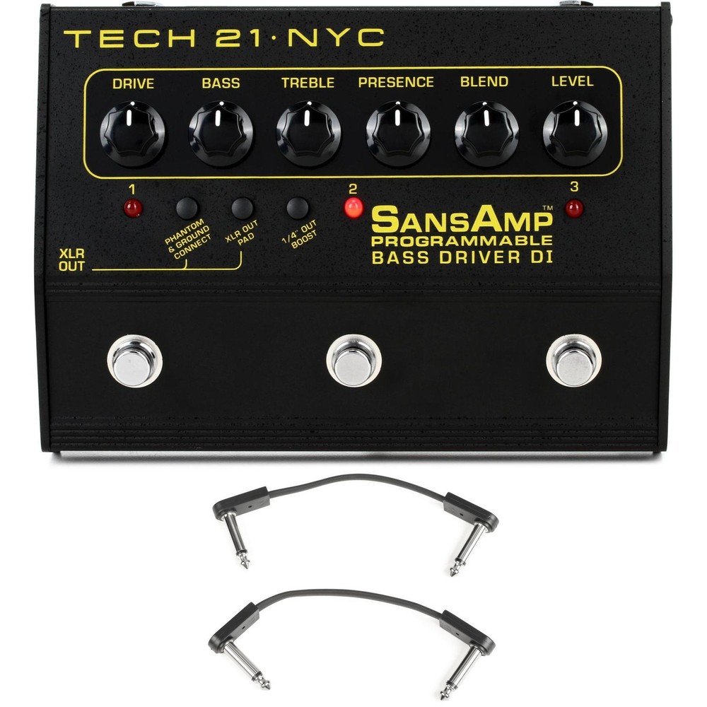 Tech 21 SansAmp Programmable Bass Driver DI Pedal with EBS Patch Cables