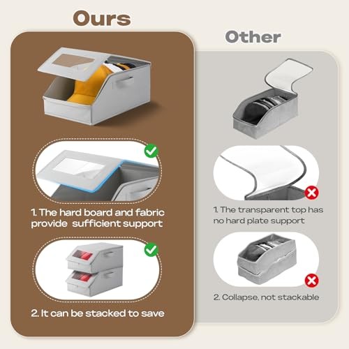 Stackable Hat Organizer for Baseball Caps, Hat Storage - Holds 12 Caps, 4 Pack