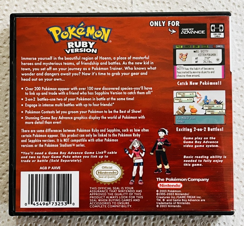 Pokemon Ruby Version Case Only Game Boy Box Pokémon Nintendo DS Case Sized