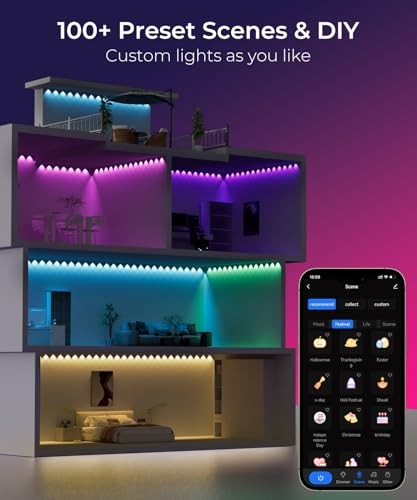 Smart RGBW+IC String Downlights with 30 LED String Lights, 111 20ft indoor