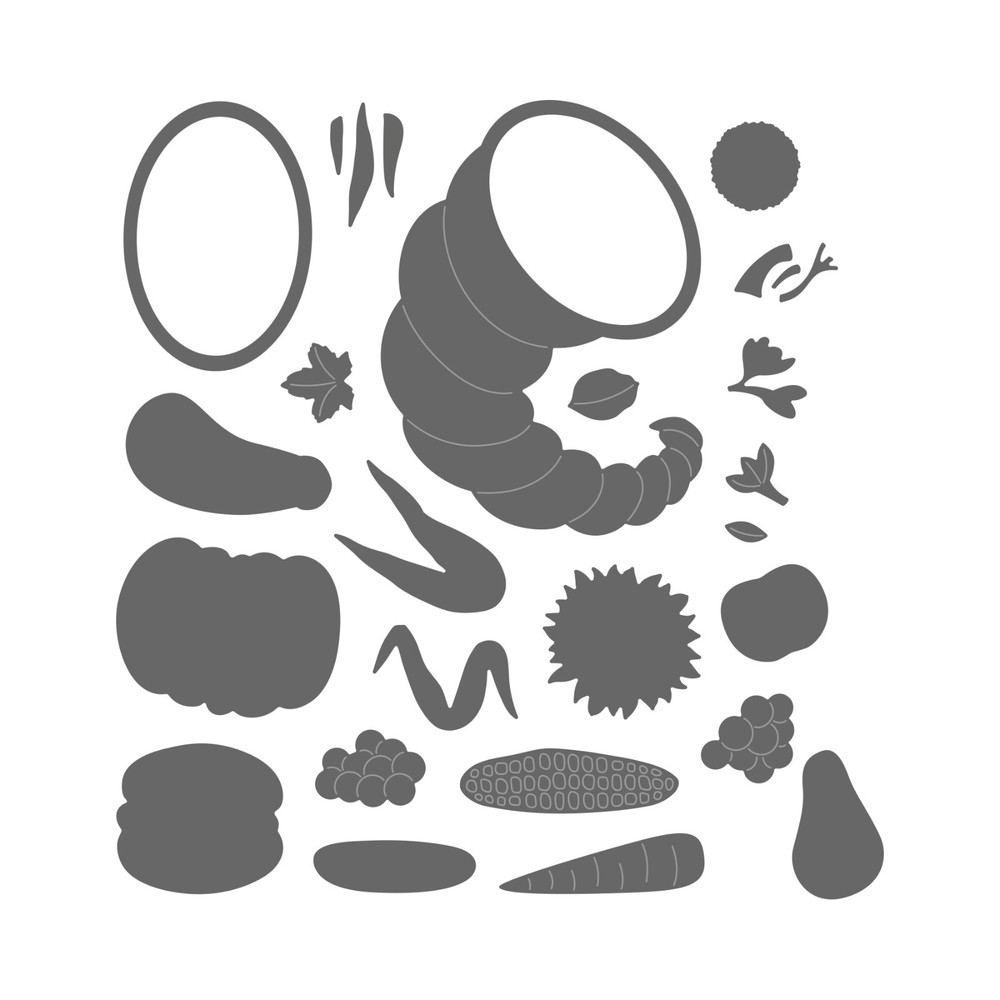 PP Large Layered Shaped Die Set Cornucopia Pumpkin Sunflower Fruit Squash