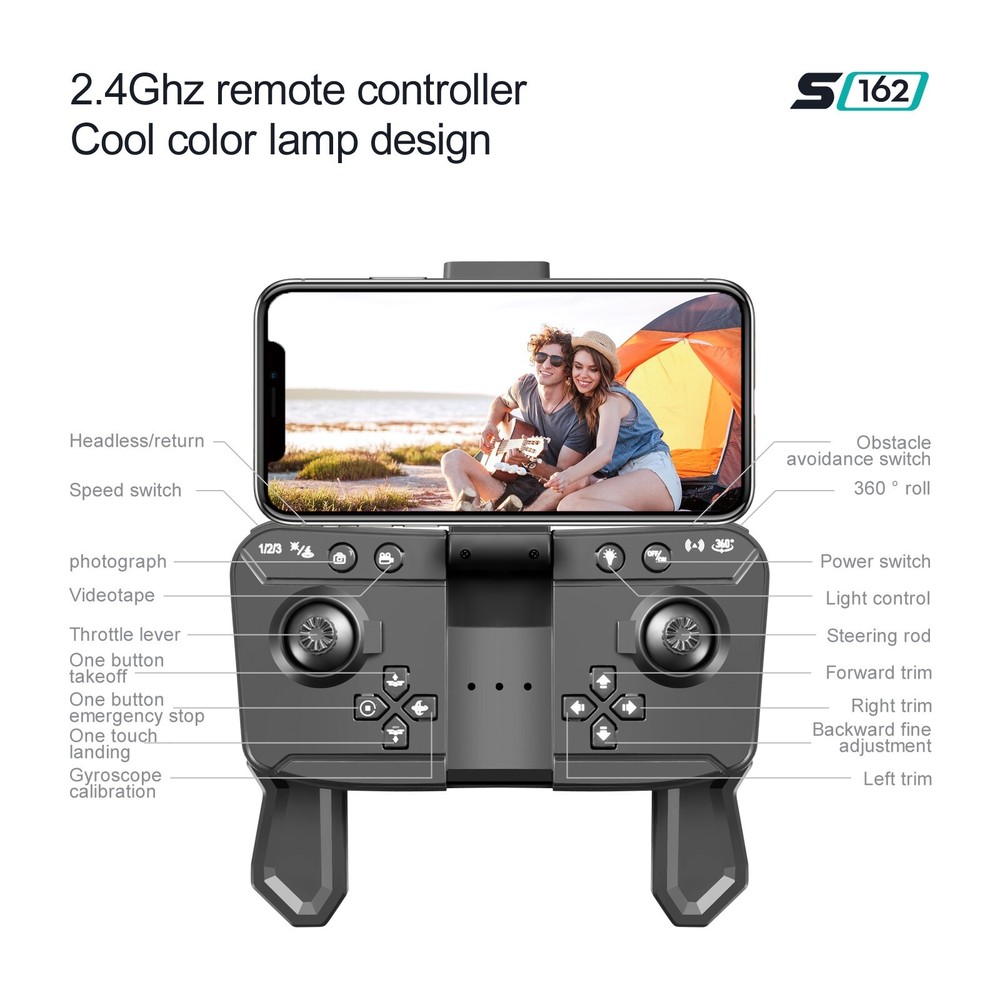 S162 RC Drones Dual Cameras Headless Mode 3pc Battery