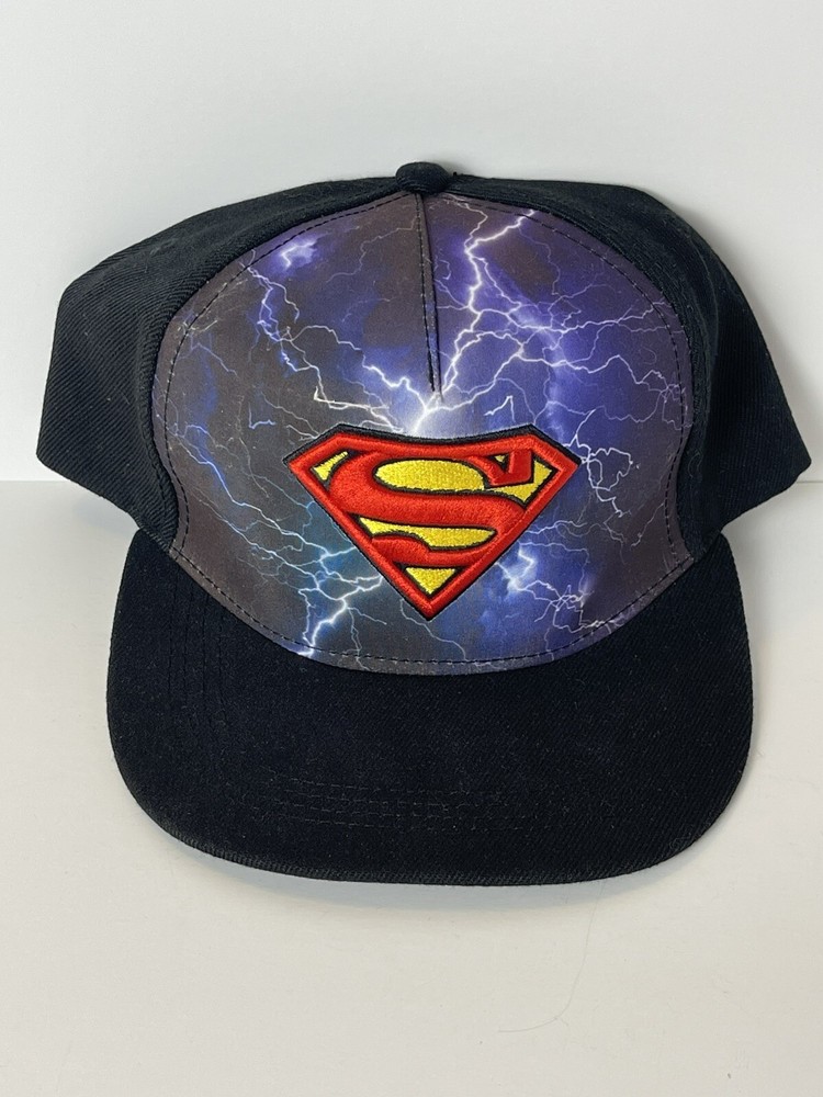 Superman Hat Cap 3D Stitch Logo Lightning Snapback Adjustable DC Hero Comics