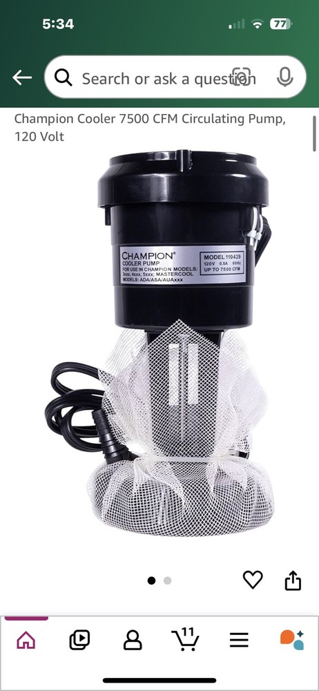Champion 110429 Cooler Pump 120v