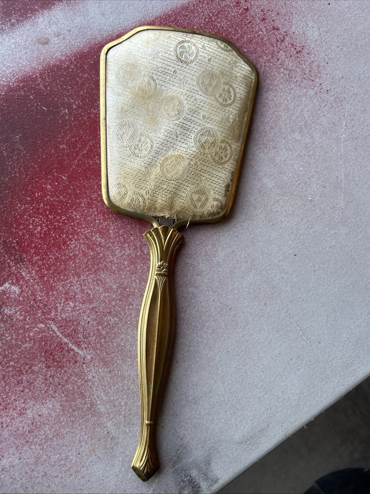Antique Padded Hand Held Vanity Mirror