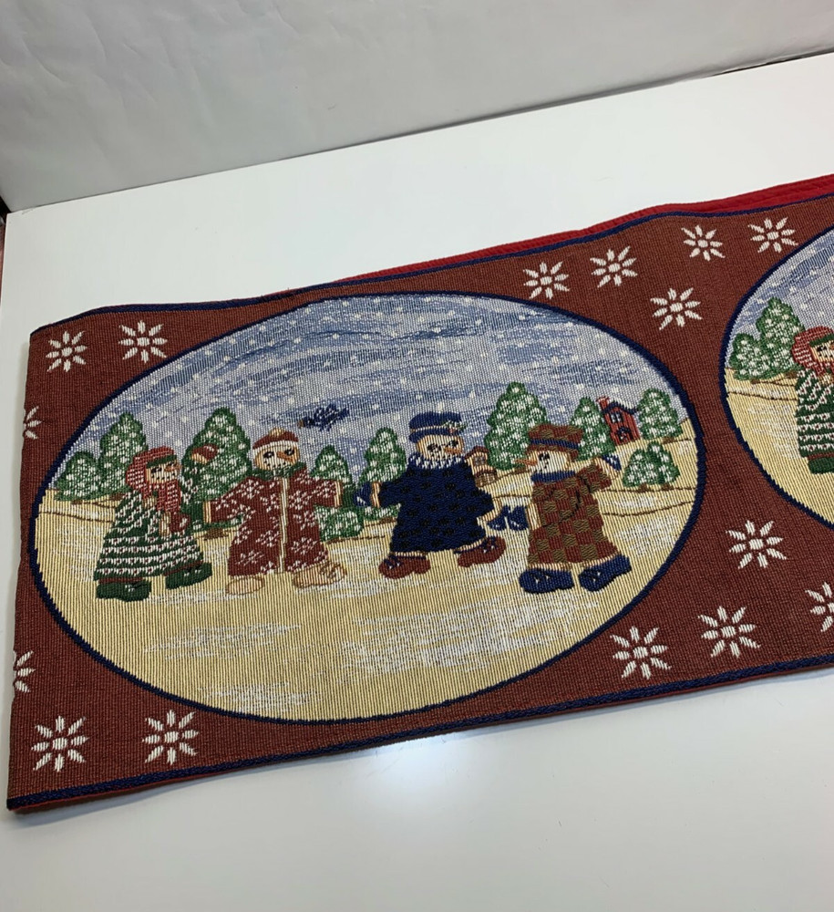 Snowmen table runner 74 x 13 tapestry