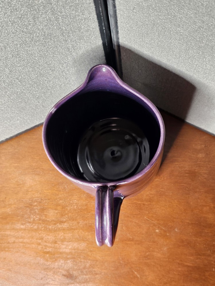 Large Ceramic Stoneware Purple Glazed Pottery Pitcher Signed Bear 7