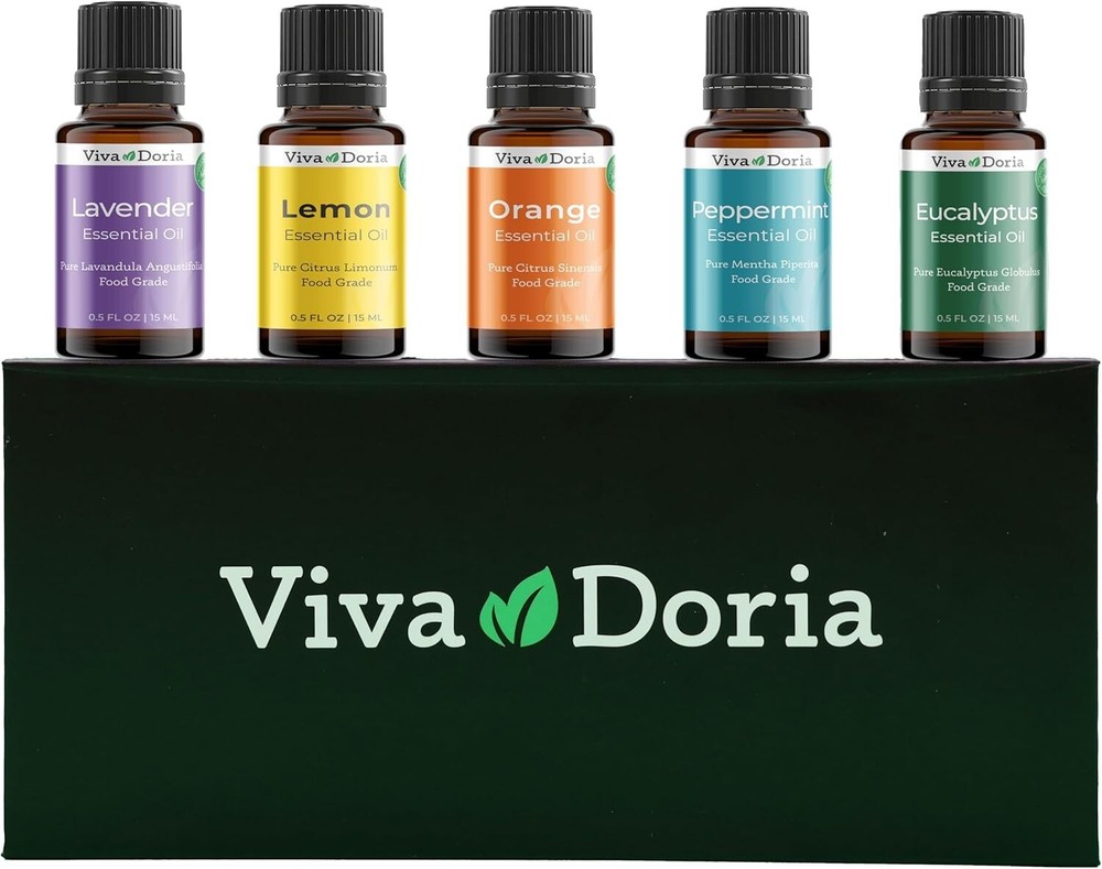 Viva Doria Food Grade Essential Oil Set - Top 5 Blends for Diffusers