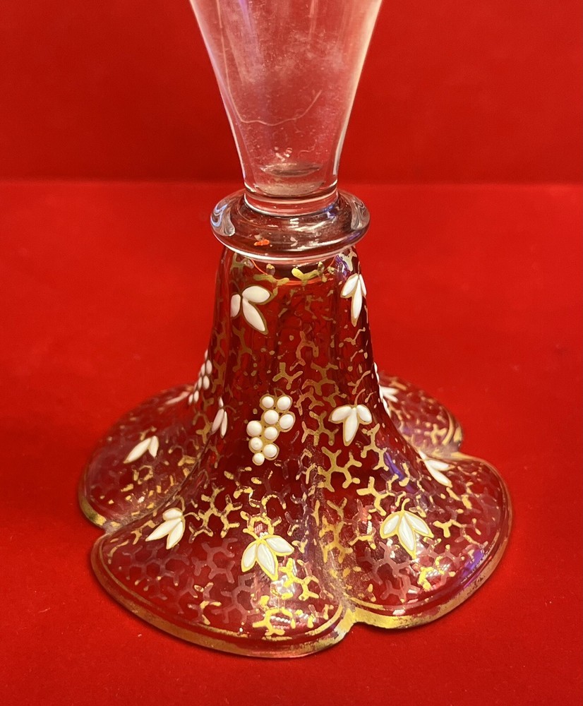 Two Bohemian Enameled Gilt Wine Glasses