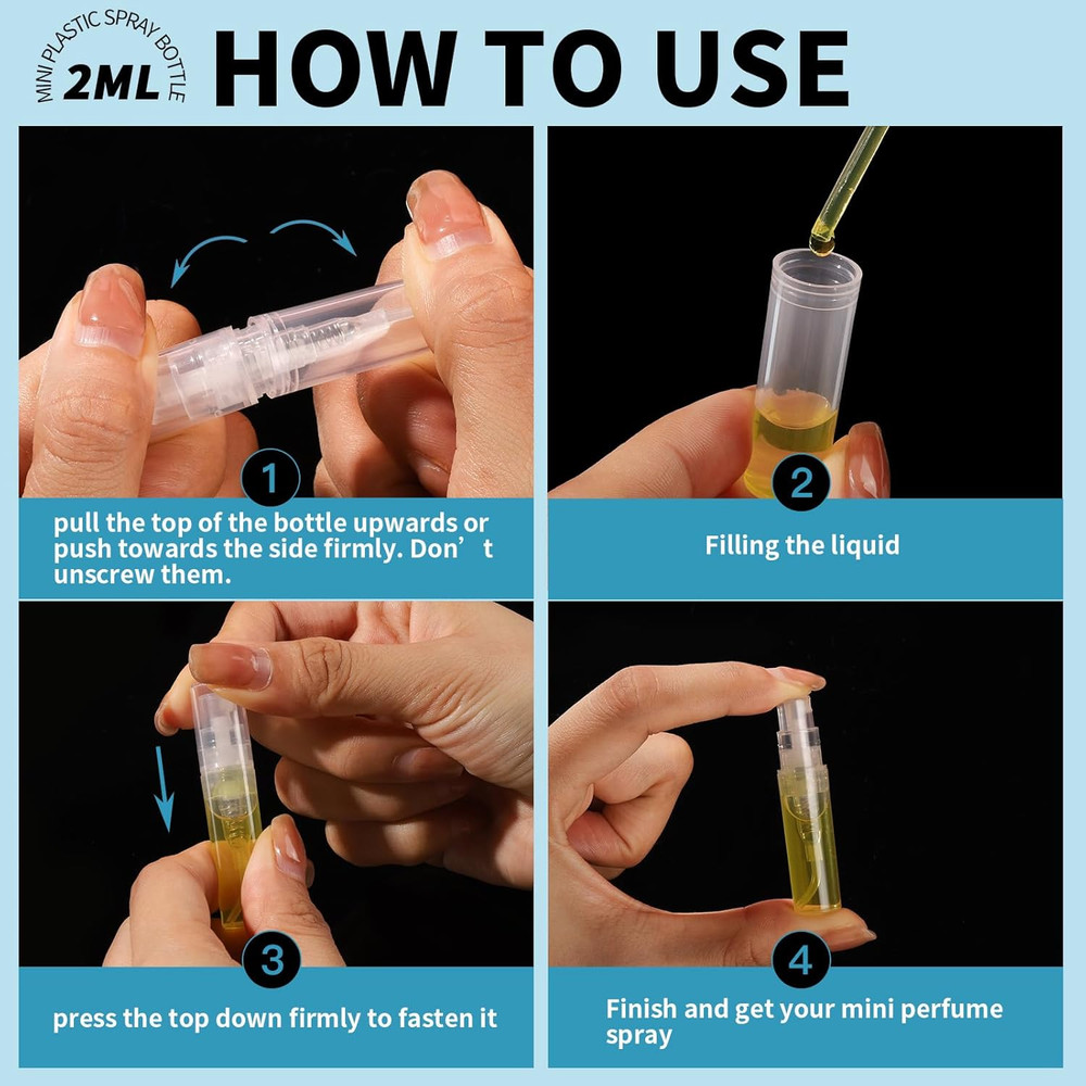 Mini Spray Bottle, 60PCS 2Ml Mini Clear Plastic Spray Bottle Empty, Fine Mist Re