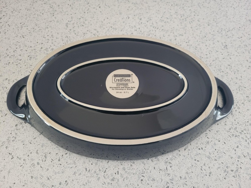 CorningWare Creations Black Stoneware Oval Baking Dish 24oz .7L Kitchen