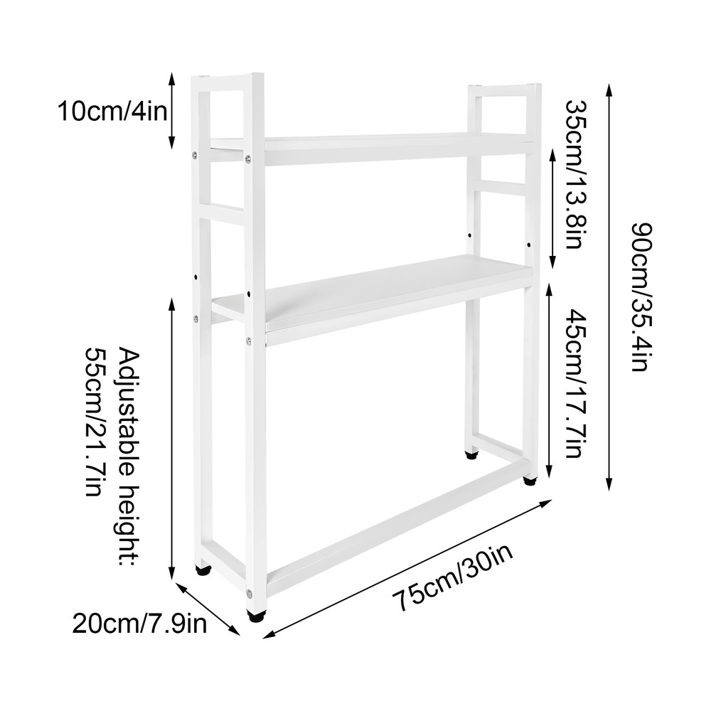 White Desktop Bookshelf Storage Organizer Computer Desk Shelf Display Rack