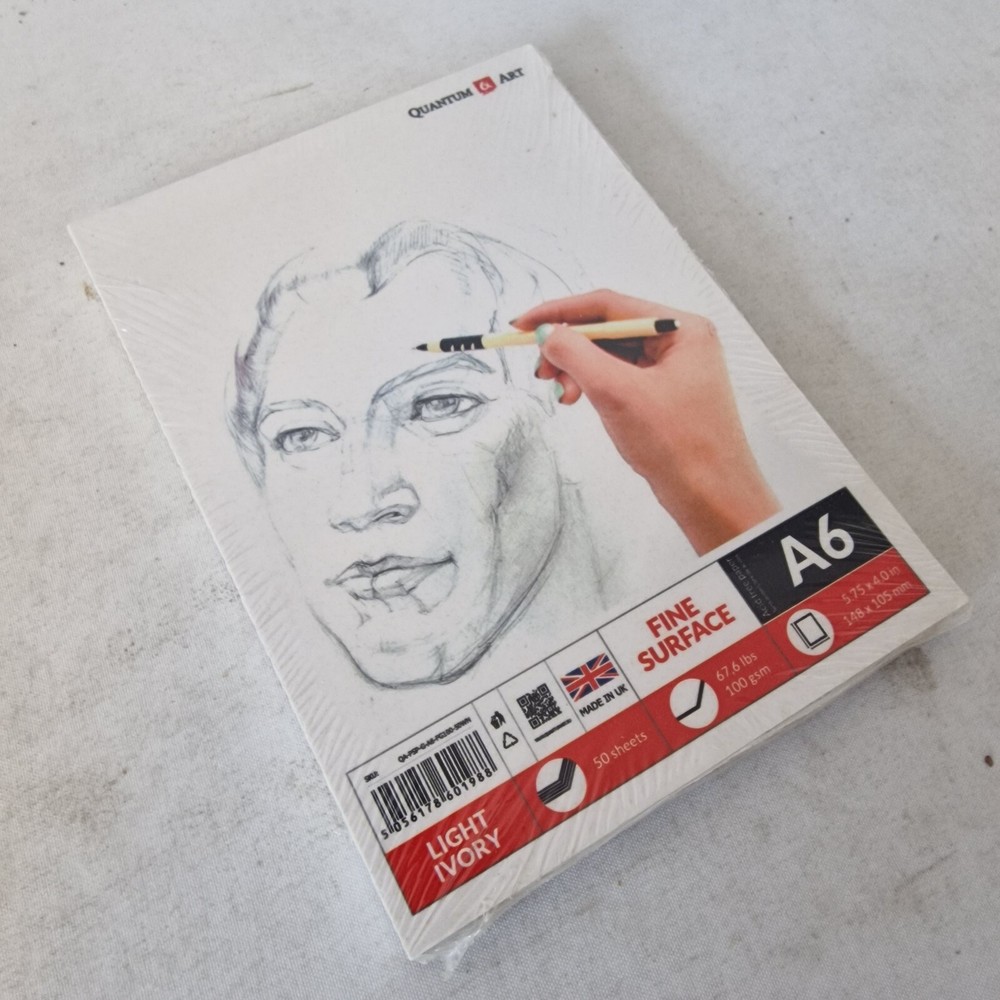 Quantum Art - A6 Light Ivory Fine Surface - 100gsm Sketch Pad - 50 Sheets - New