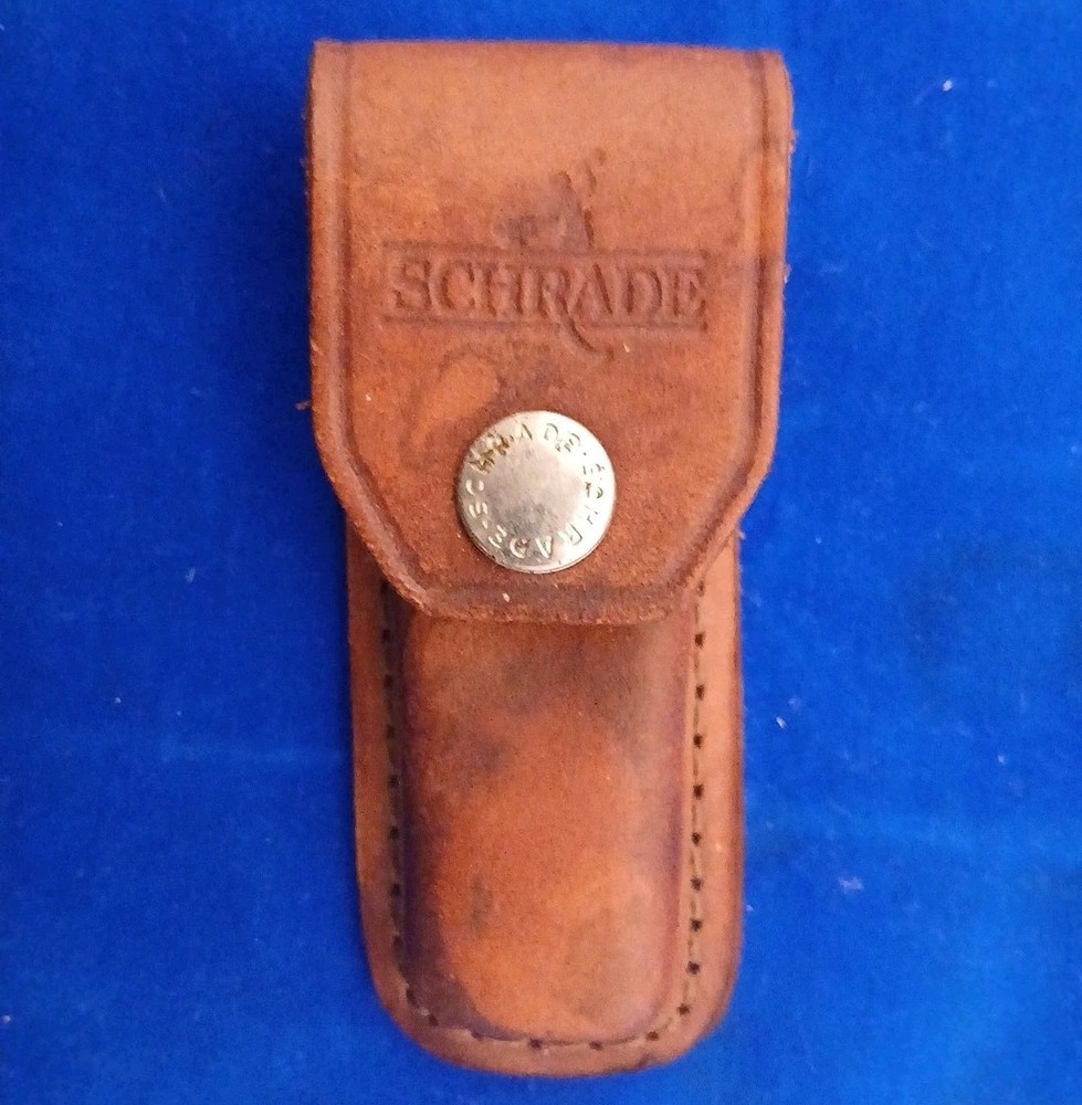 SCHRADE TAN LEATHER SHEATH ONLY - FOR 4" FOLDING KNIFE -