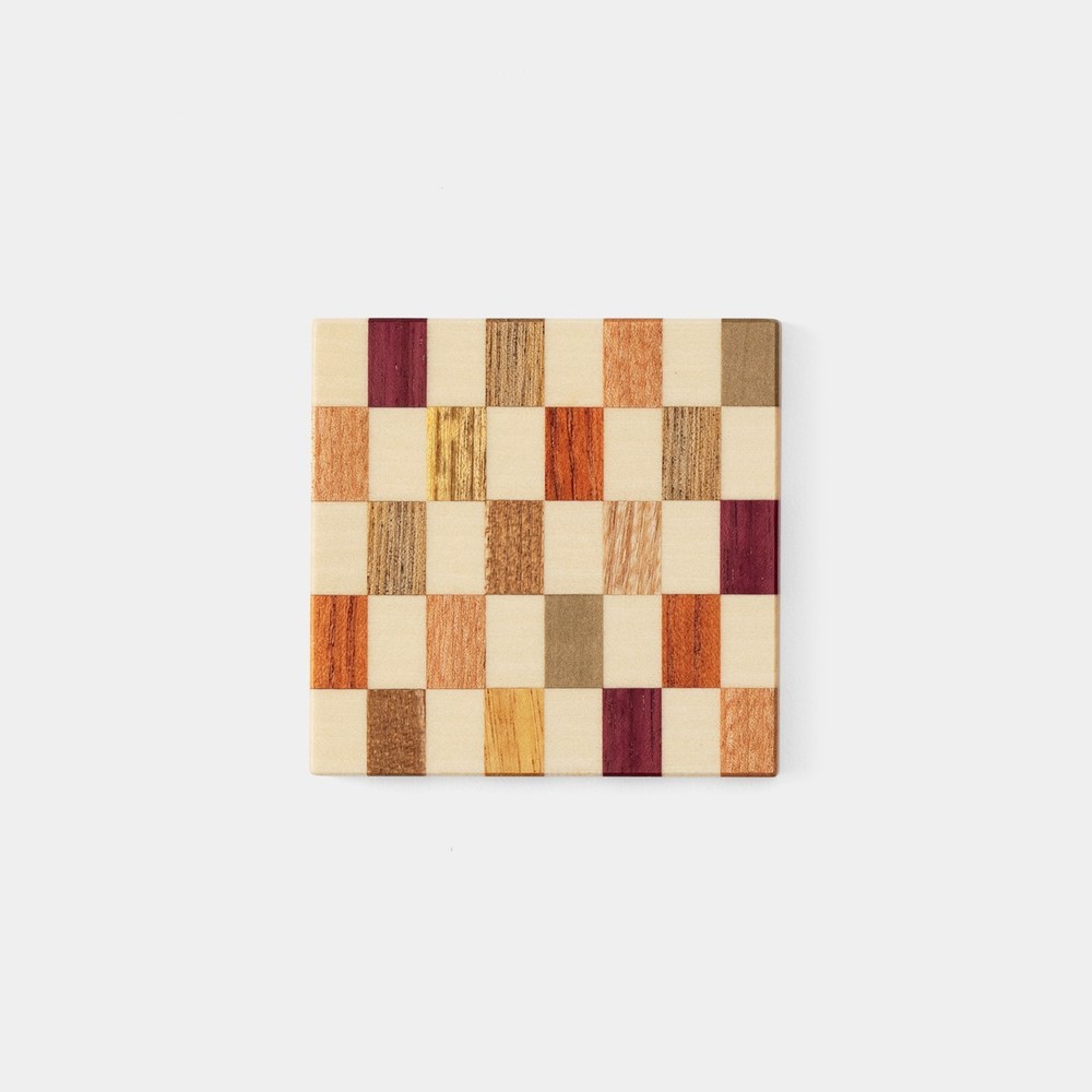 Ruchie Yosegi Wood Checkered Coaster M size