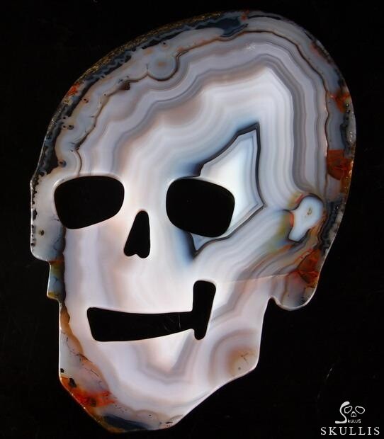 7.0" Agate Carved Crystal Slice Skull