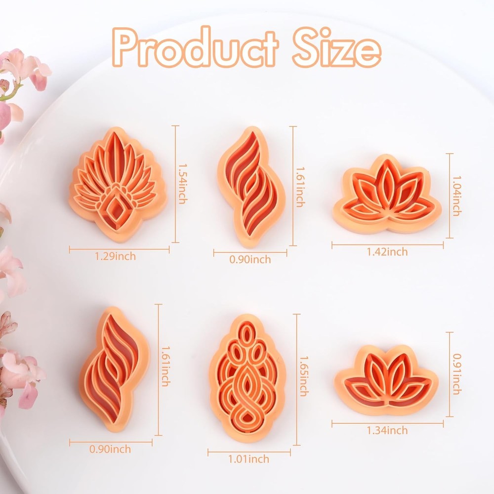 Puocaon Boho Polymer Clay Cutters - 6 Pcs Knot Macrame Design white