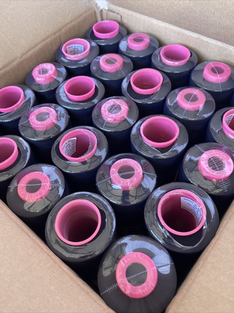 50 Spools BLACK Serger Multi Purpose Sewing Thread T27 Quality 6000 YDS per Cone