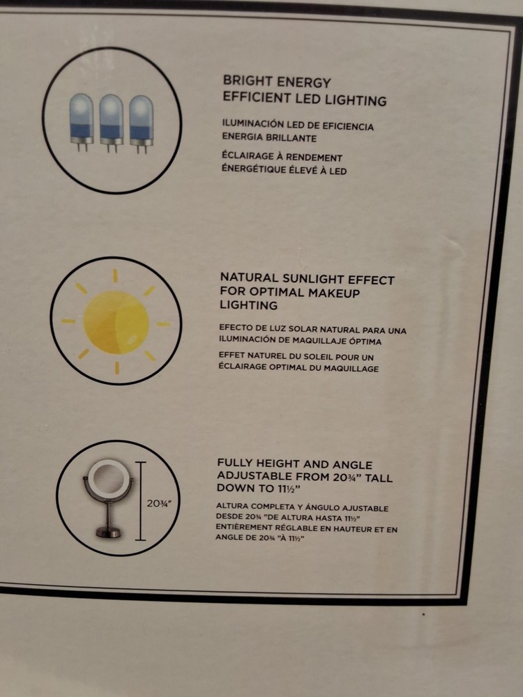 Illuminated Vanity Mirror With LED Lights In Box Used Lightly