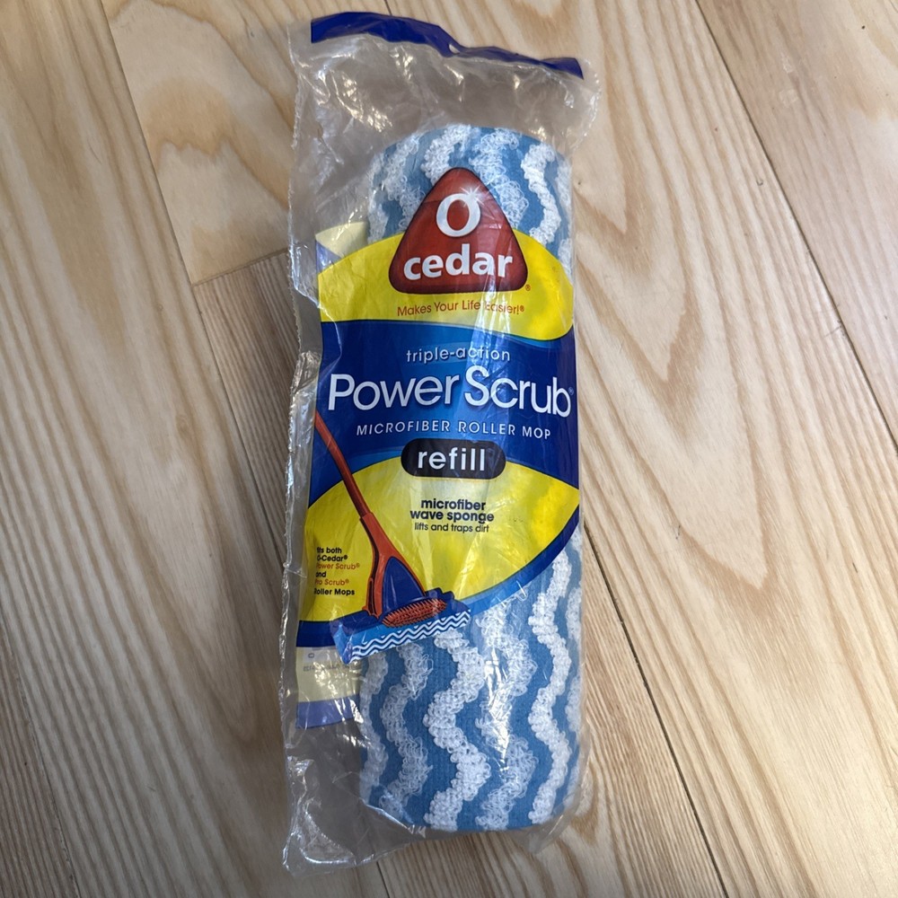 NEW O-Cedar Power Scrub Roller Mop Refill Microfiber Wave Sponge FACTORY SEALED
