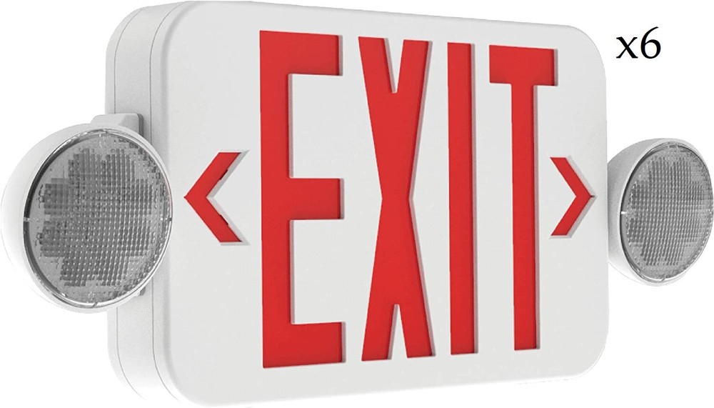 6 Hubbell Compass CC Series LED EXIT Emergency Light Sign Remote Compatible