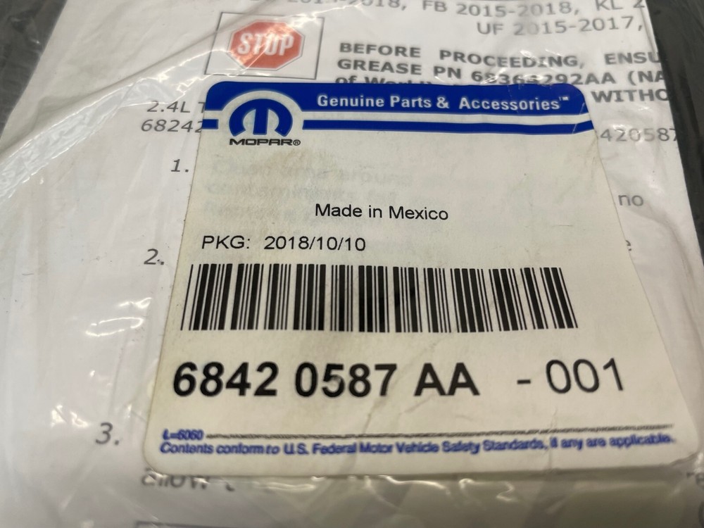 Genuine Mopar 2.4L Coil boot kit (68420587AA)