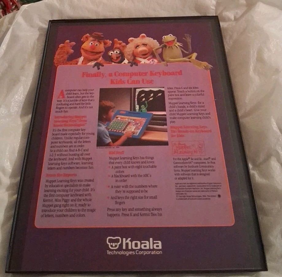 Muppet Learning Keys Computer Game Framed Print Ad 1984 8.5x11