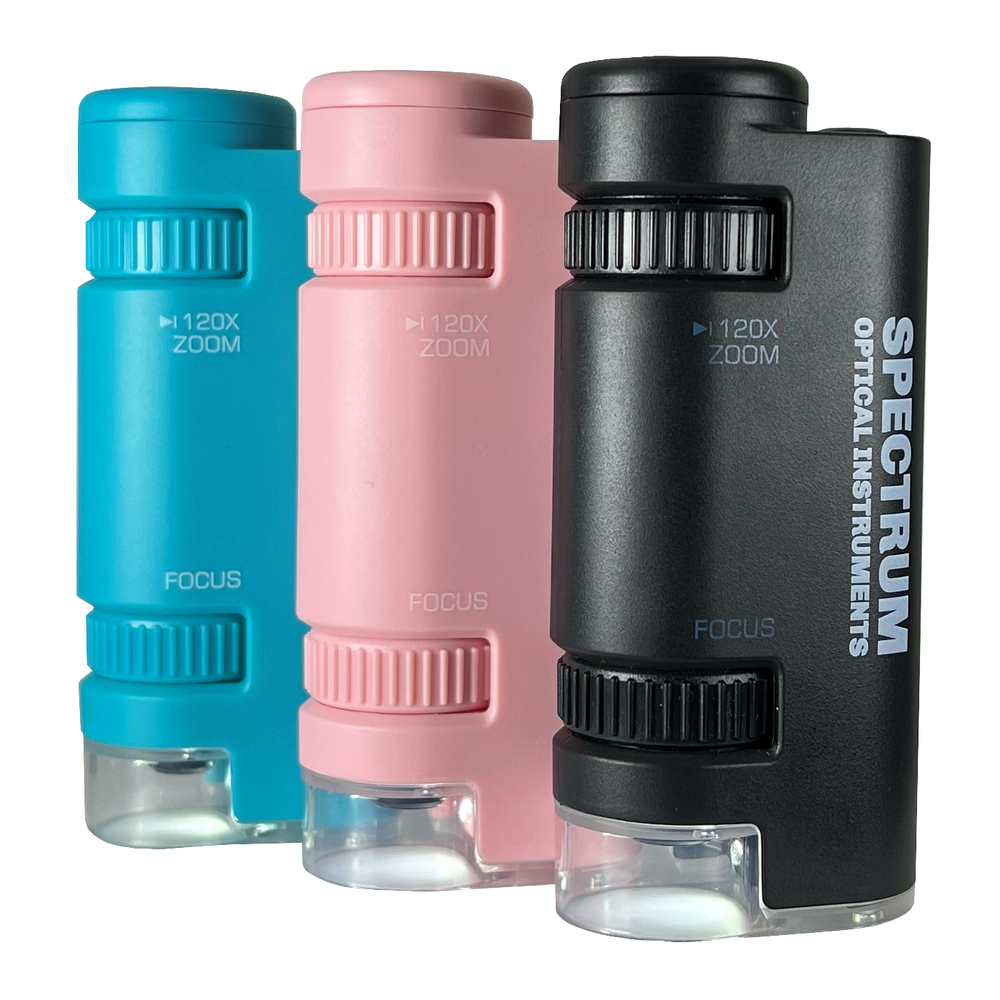 EasyMicro 60X - 120X LED Lighted Zoom Microscope (Black Color) - SpectrumOI