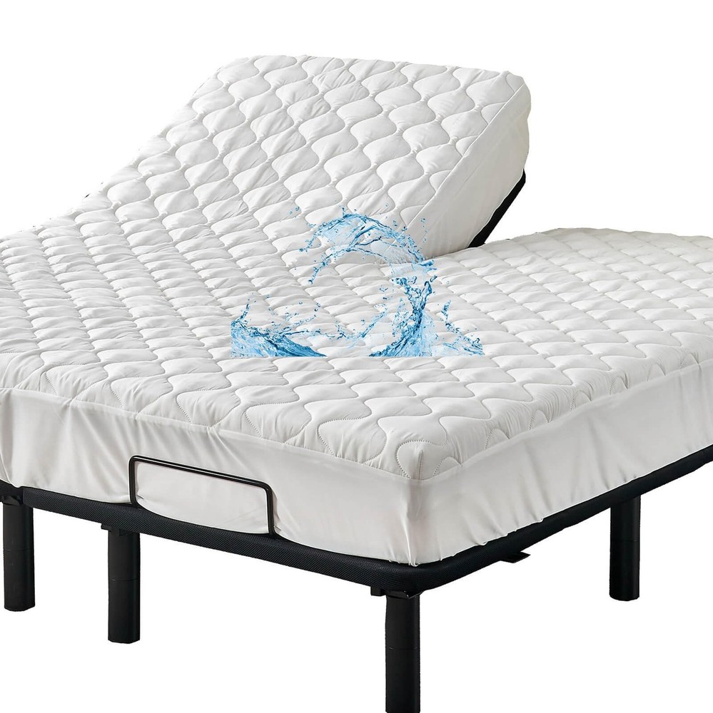 Quilted Waterproof Split Top Queen Mattress Protector for Adjustable Bed 32-3...