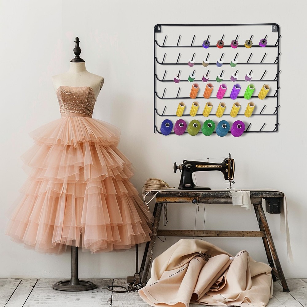 4 pack thread holder wall mount，54 spools sewing thread organizer，
