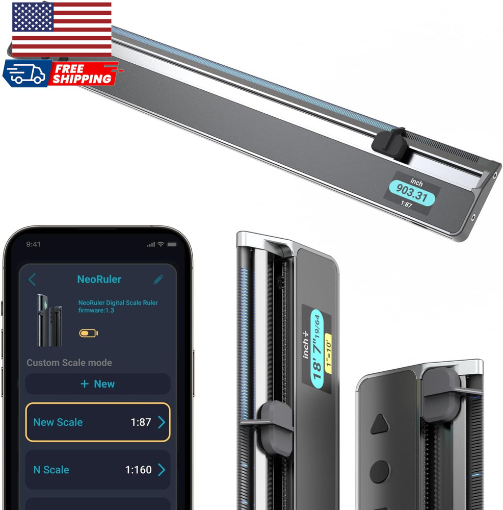 Neoruler Digital Scale Ruler 12 Inch Smart Scale Ruler with Infinite Customized