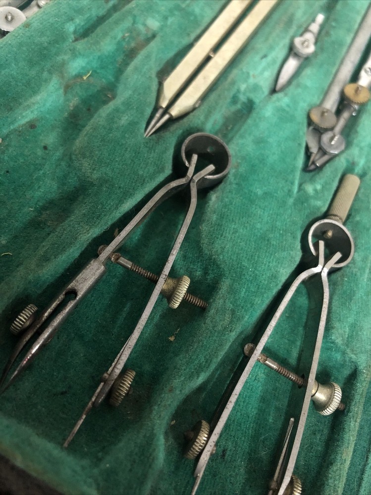 Vintage Complete Incomplete Drafting Set With Hard Shell Case Germany