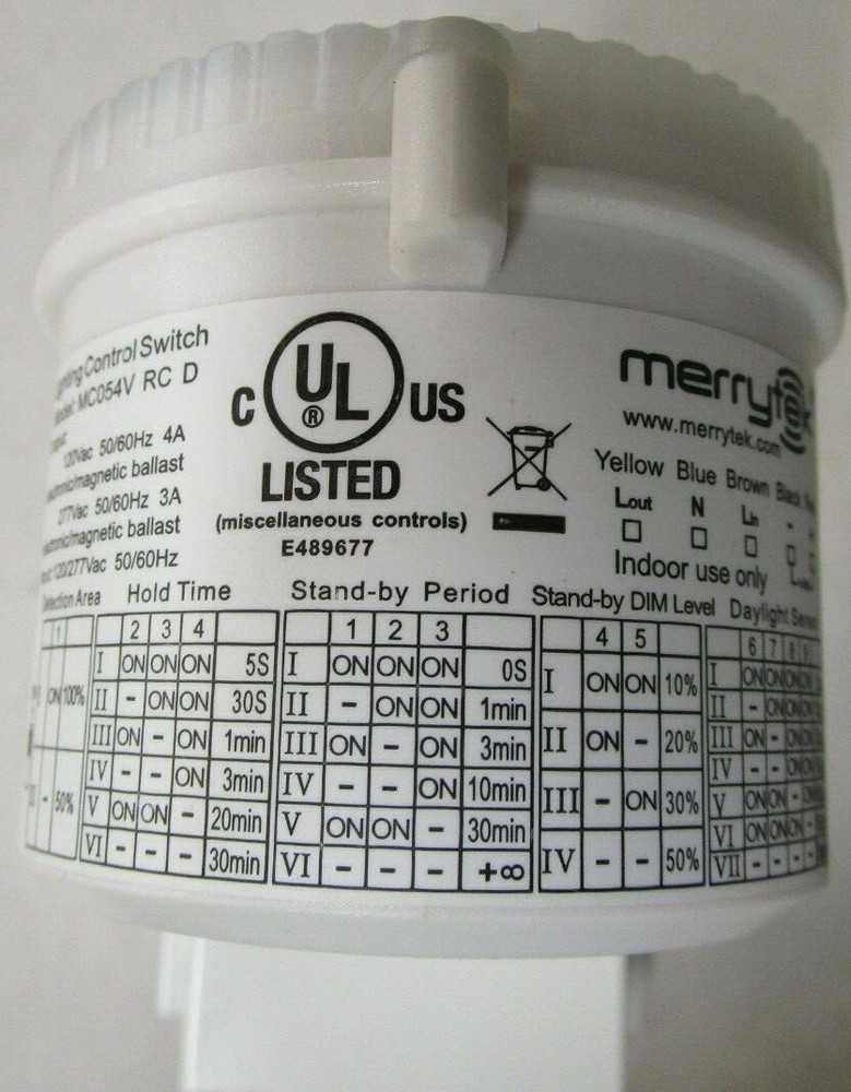 MerryTek Lighting Control Switch MC054V RC D 120/277 VAC