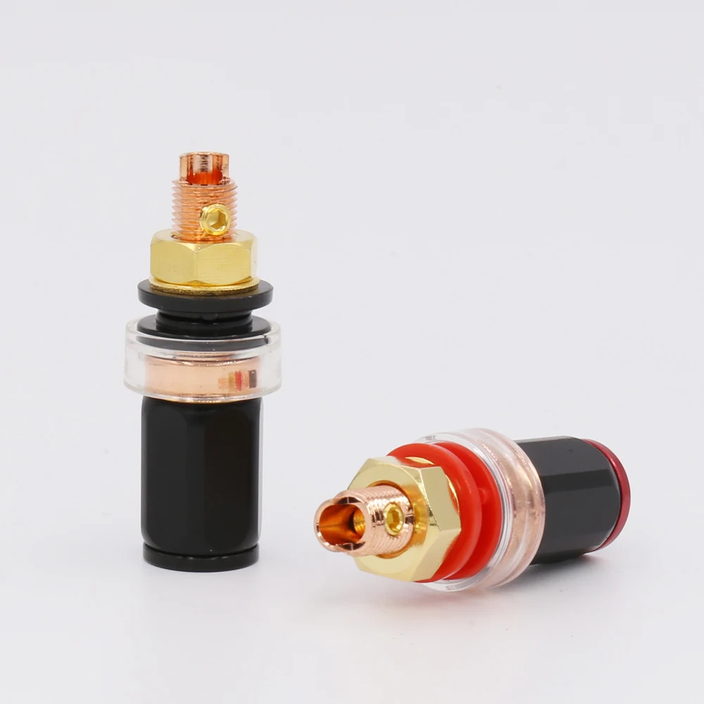 4pcs Pure Red Copper Plated Amplifier Speaker Female Terminal Binding Post
