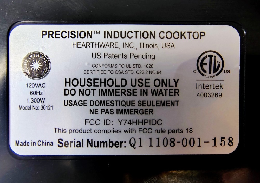 Precision Induction Cooktop by Hearthware ( Original NuWave ) - Tested & Working