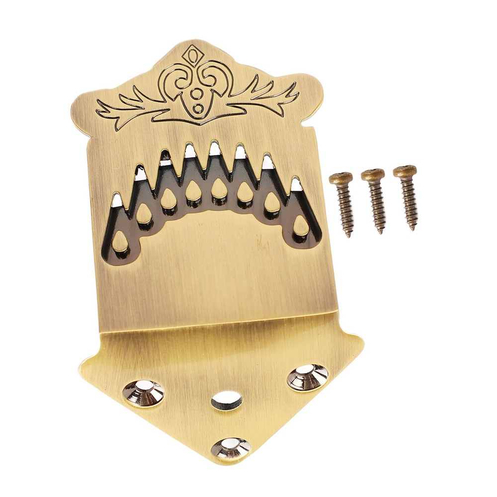 8 String Mandolin Tailpiece Feather Pattern Metal Bronze Mandolin Repair Part